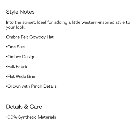 Ombre Felt Cowboy Hat - Picture 3 of 4